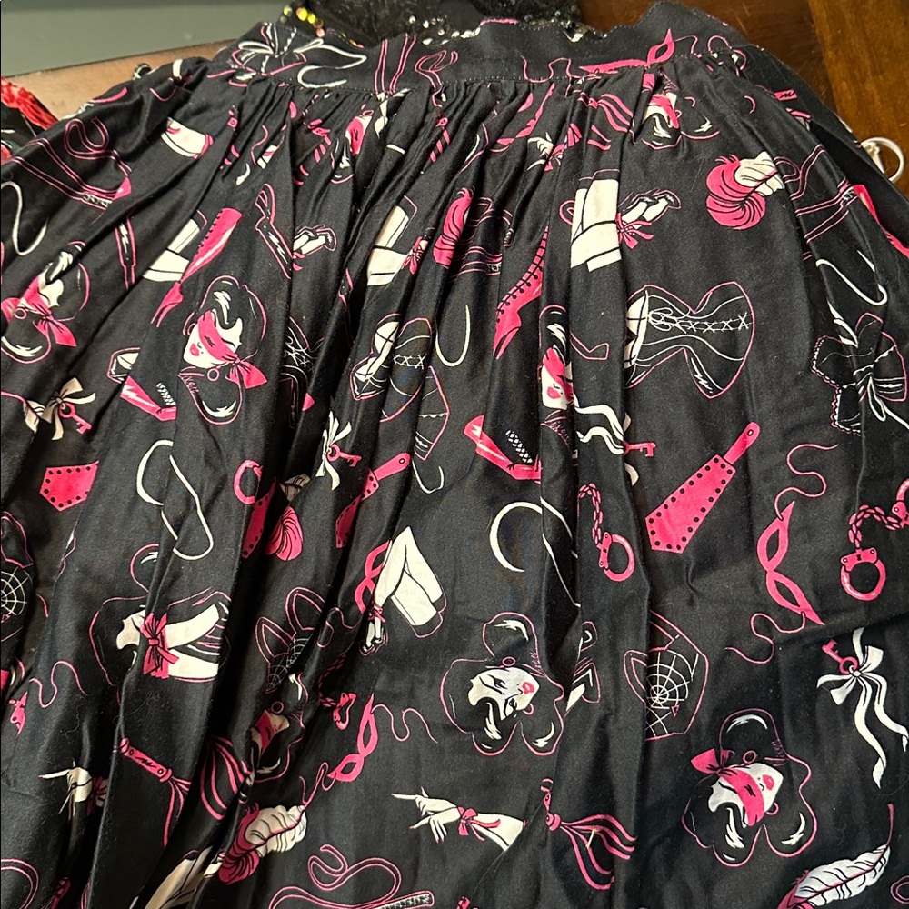 Vixen by Micheline Pitt Black and Pink Swing Skirt